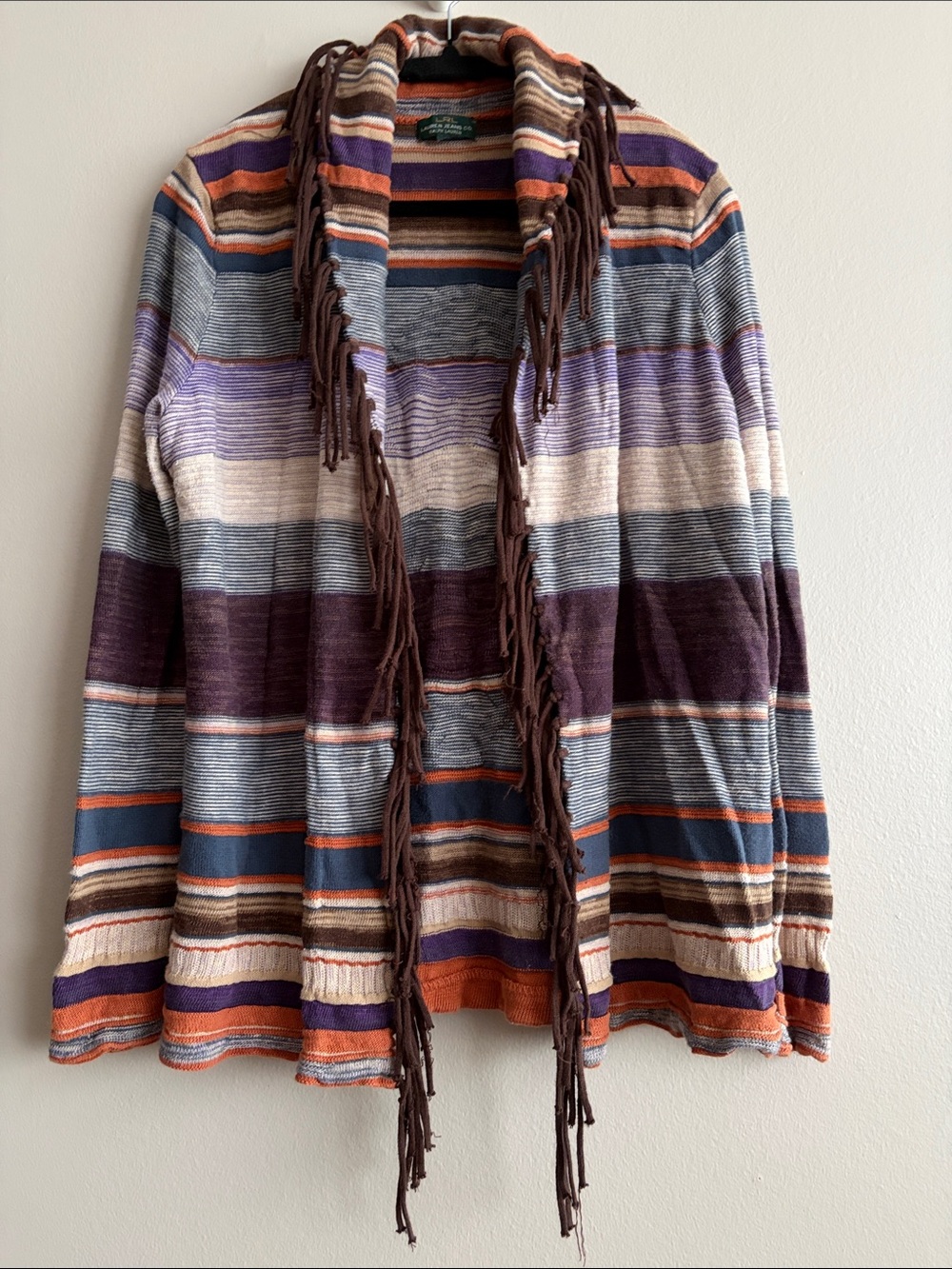 LAUREN Ralph Lauren Southwestern Serape Fringe Cardigan Knit Wrap Multi Sz L